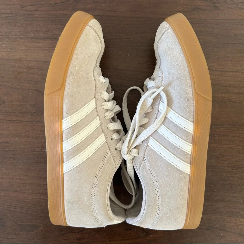 Adidas Suede Women's Sneakers Beige Striped Casual Streetwear - Picture 5 of 11
